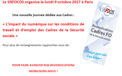 Journée des Cadres SNFOCOS le 9 octobre 2017 : le programme